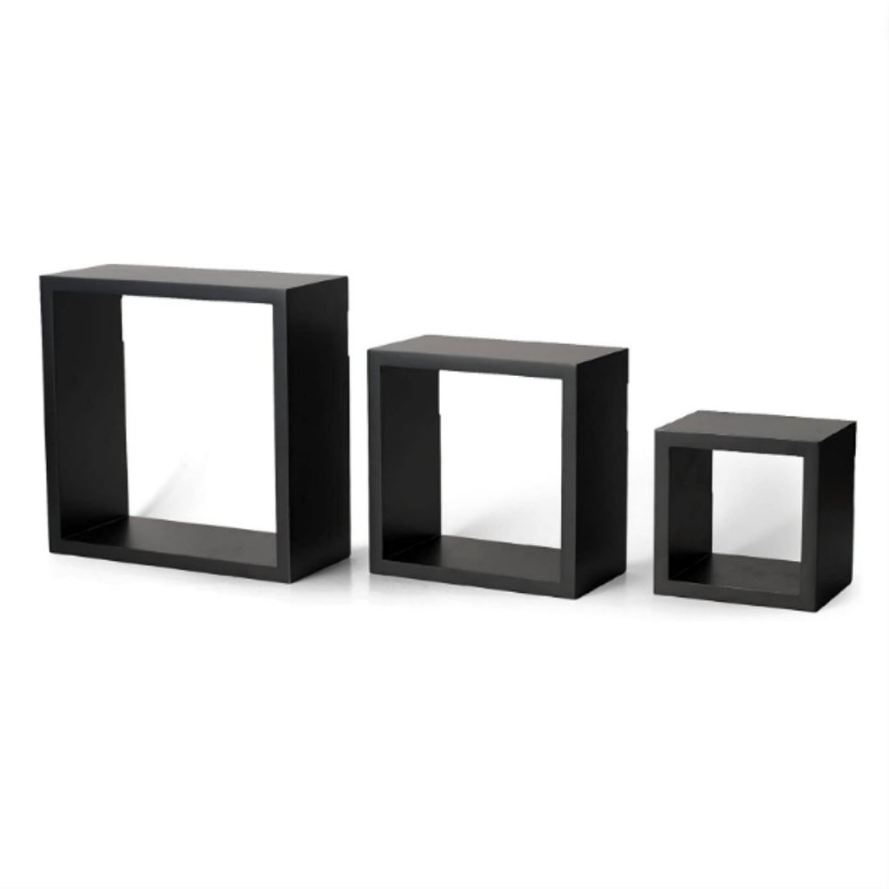 New Modern Set of 3 Black Cube Floating Shelves
